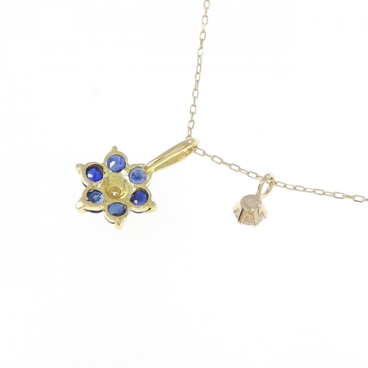 K10YG フラワー サファイヤ ネックレス