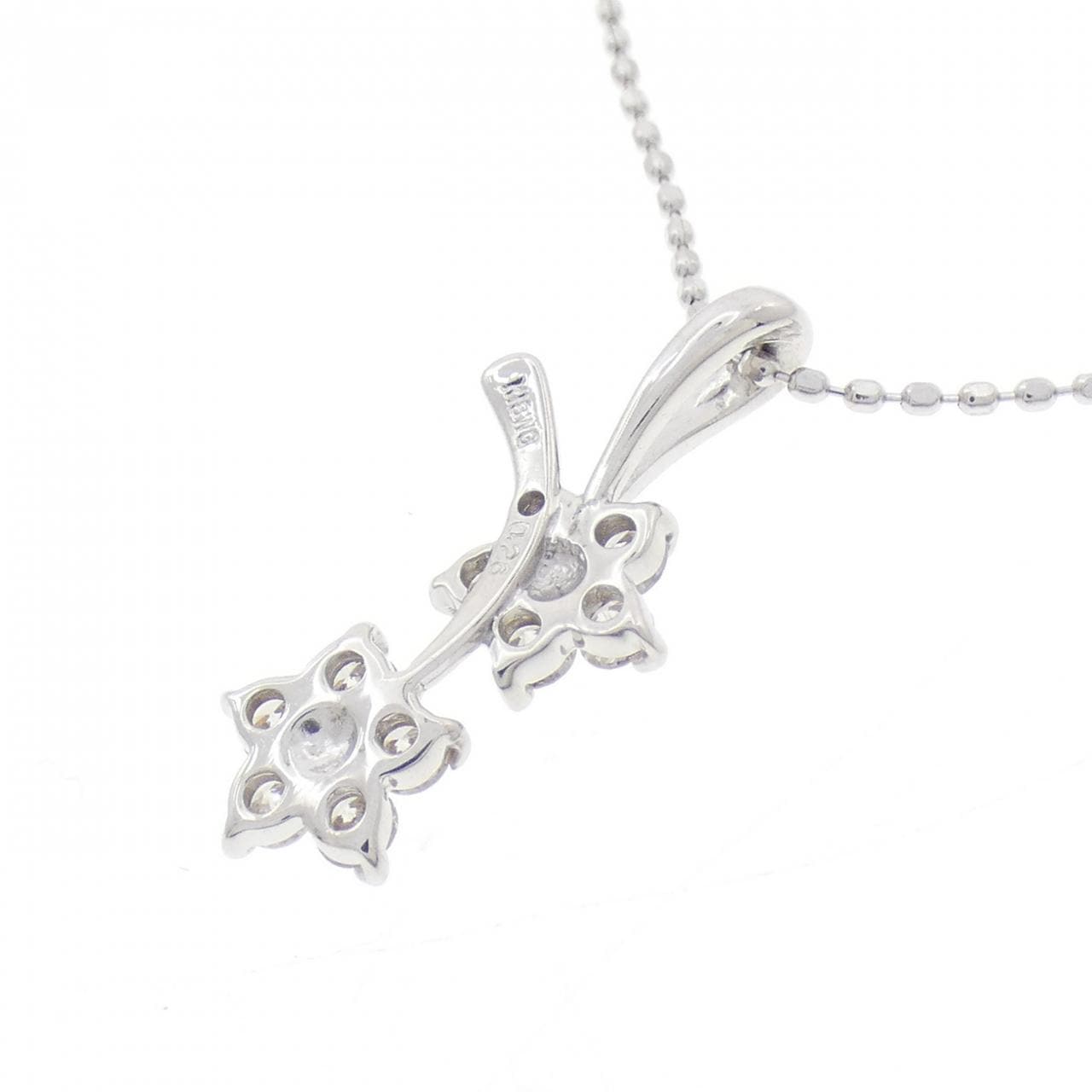 K18WG フラワー ダイヤモンド ネックレス 0.26CT