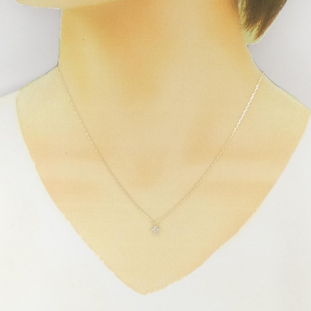 K10YG クロス ダイヤモンド ネックレス 0.06CT