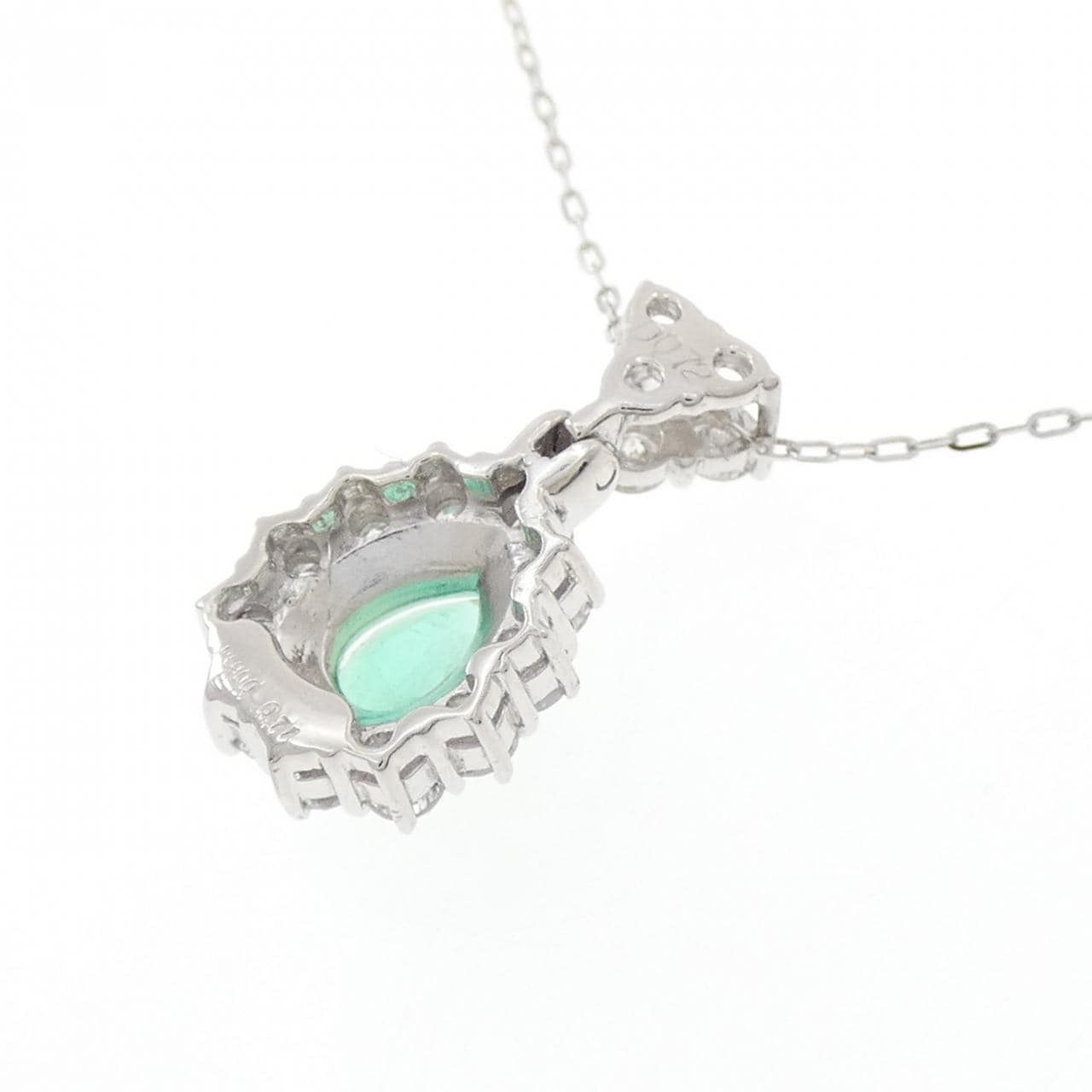 PT900/K18WG エメラルド ネックレス 0.71CT