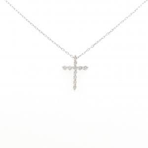 K18WG クロス ダイヤモンド ネックレス 0.15CT