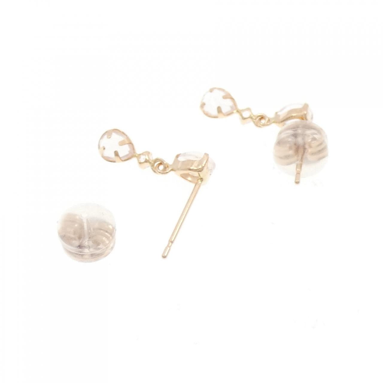 [BRAND NEW] K18PG Rose Quartz Earrings