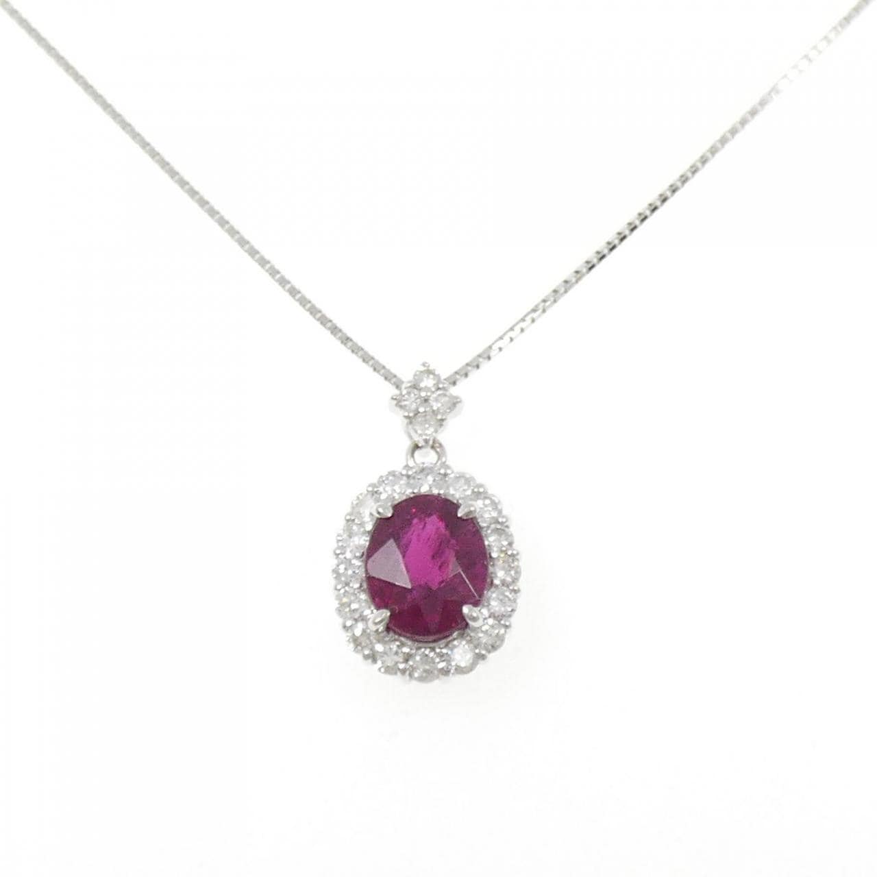 K18WG ルベライトトルマリン ネックレス 1.35CT