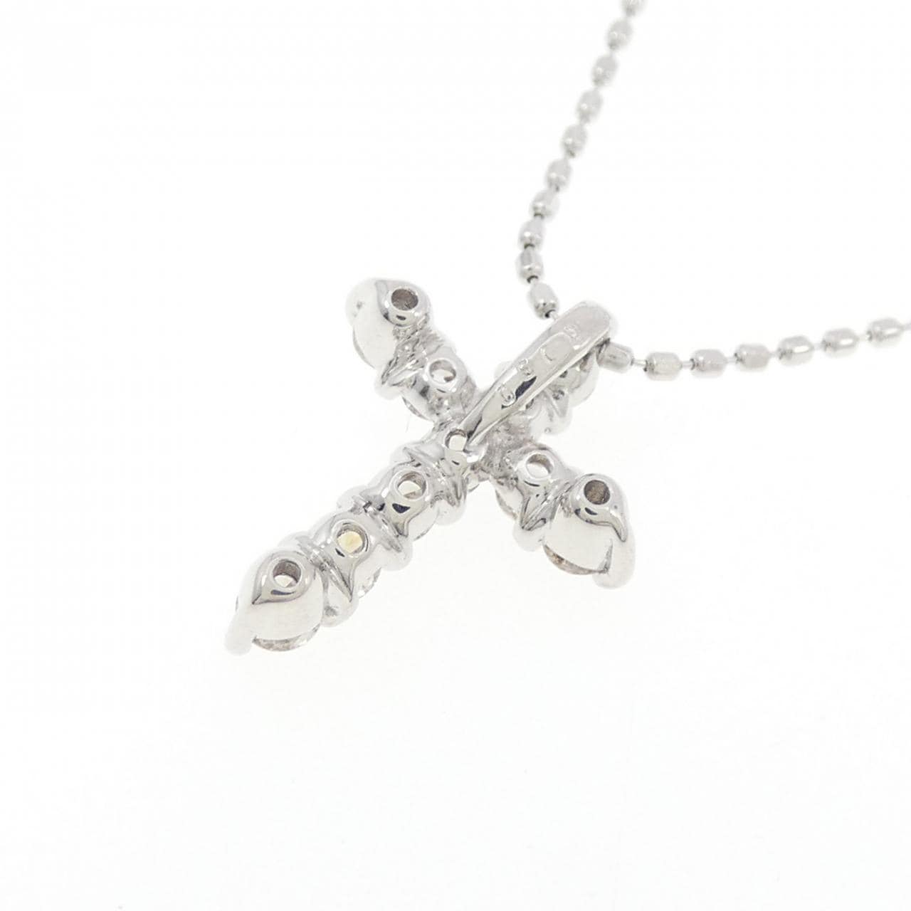 K18WG クロス ダイヤモンド ネックレス 0.30CT