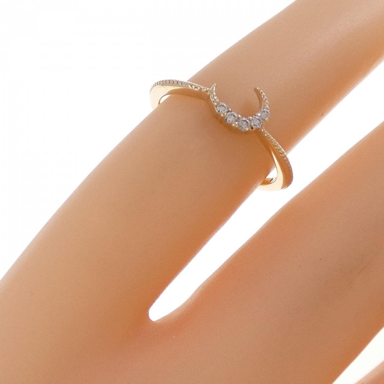 K10YG ムーン ダイヤモンド ピンキーリング 0.02CT