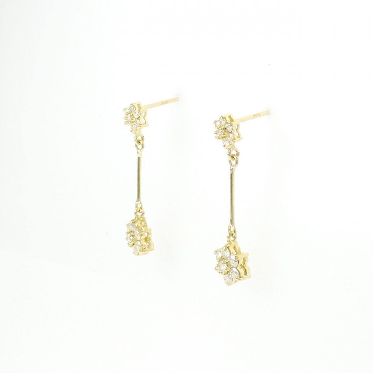 K18YG フラワー ダイヤモンド ピアス 0.52CT