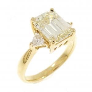 【リメイク】K18YG ダイヤモンド リング 2.568CT VLY SI2 エメラルドカット