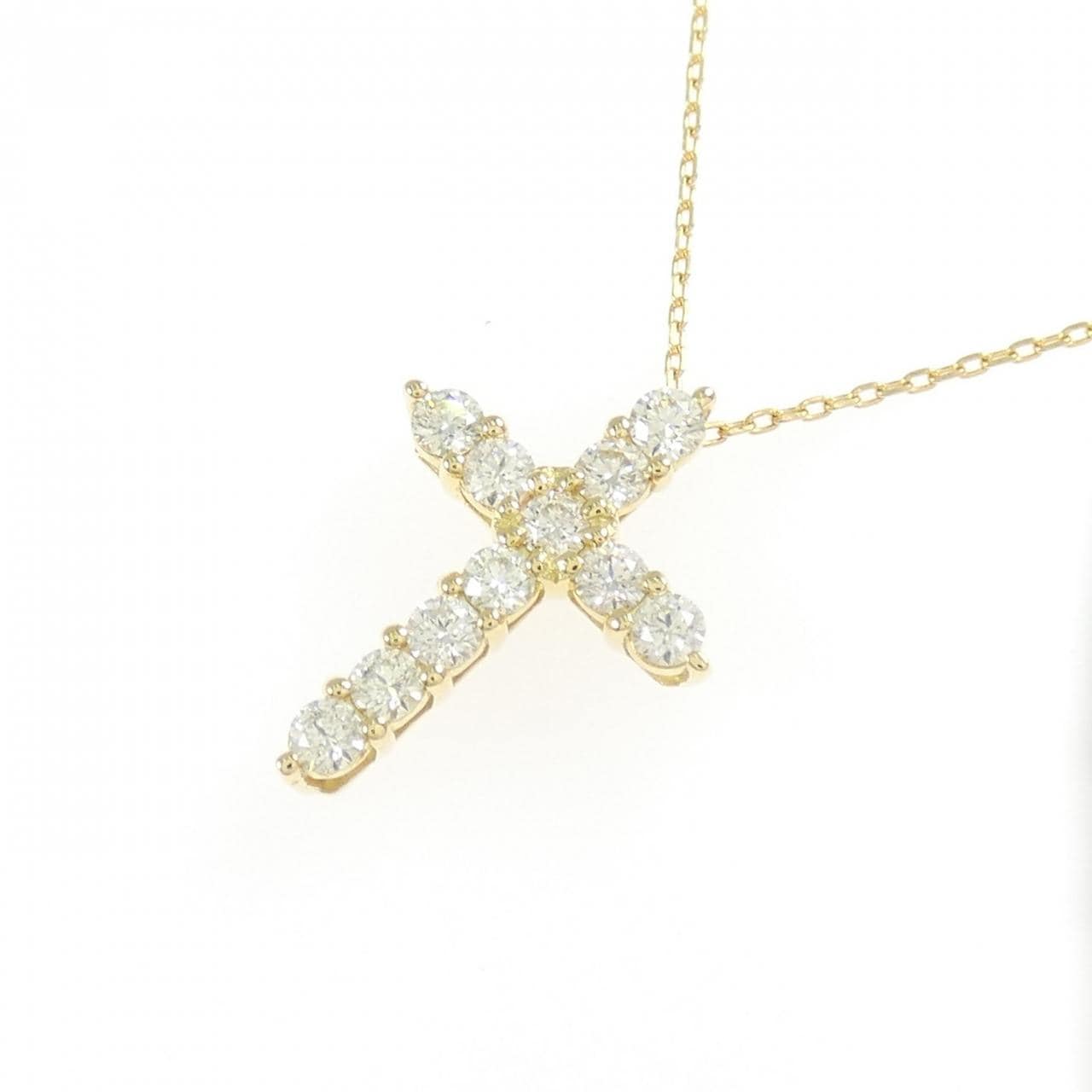 K18YG クロス ダイヤモンド ネックレス 0.30CT