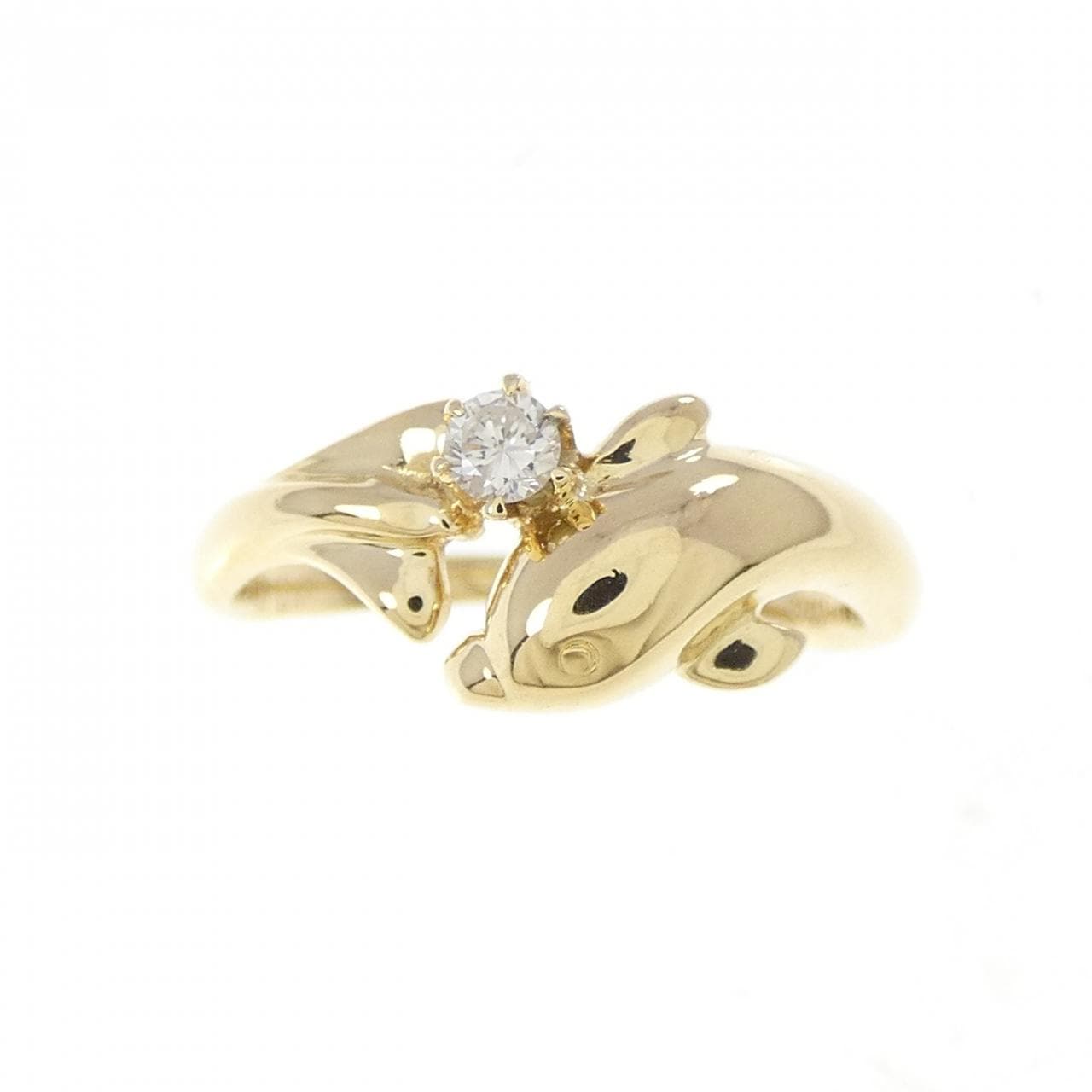 K18YG ドルフィン ダイヤモンド リング 0.05CT