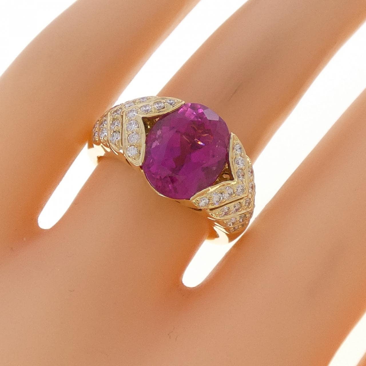 18KYG トルマリン リング 3.63CT