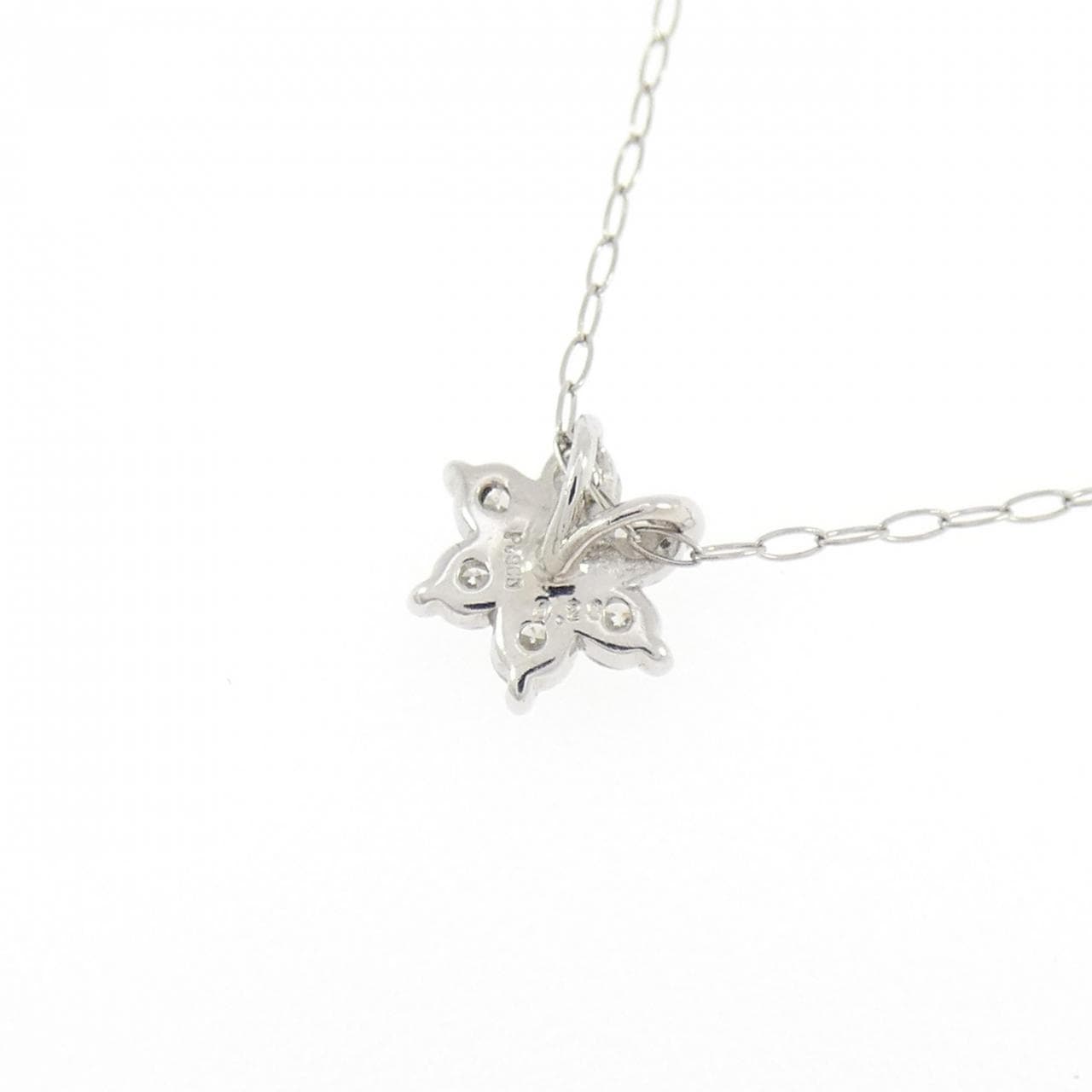 PT900/PT850 フラワー ダイヤモンド ネックレス 0.20CT