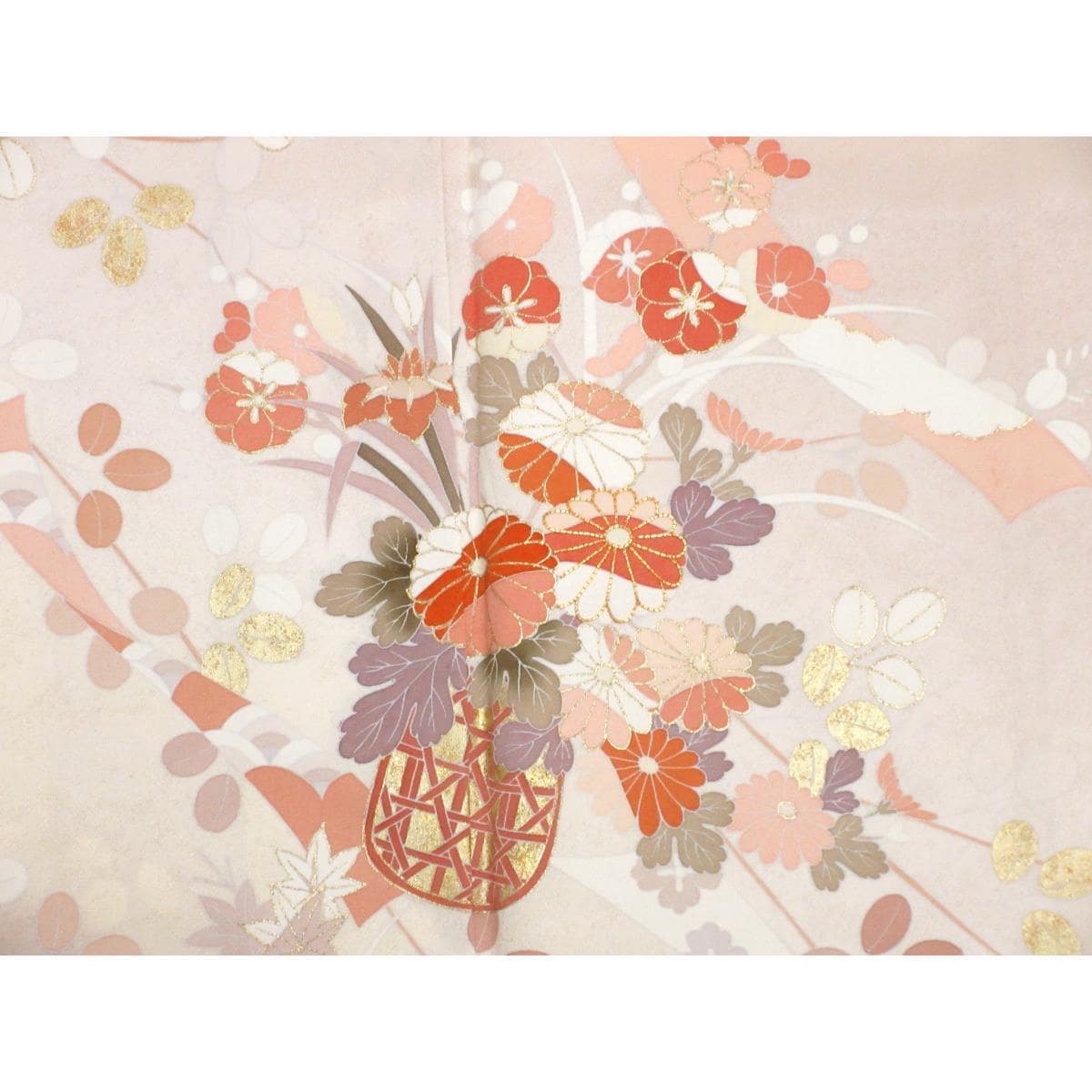 【未使用品】訪問着　友禅金彩加工　刺繍入りボカシ染