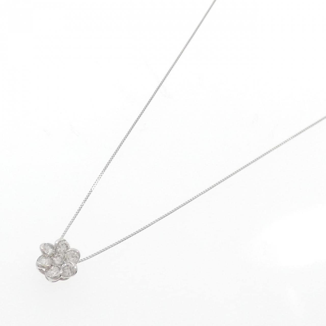 K18WG flower Diamond necklace 0.50CT