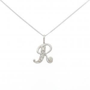 PT900/PT850 イニシャルR ダイヤモンド ネックレス 0.10CT