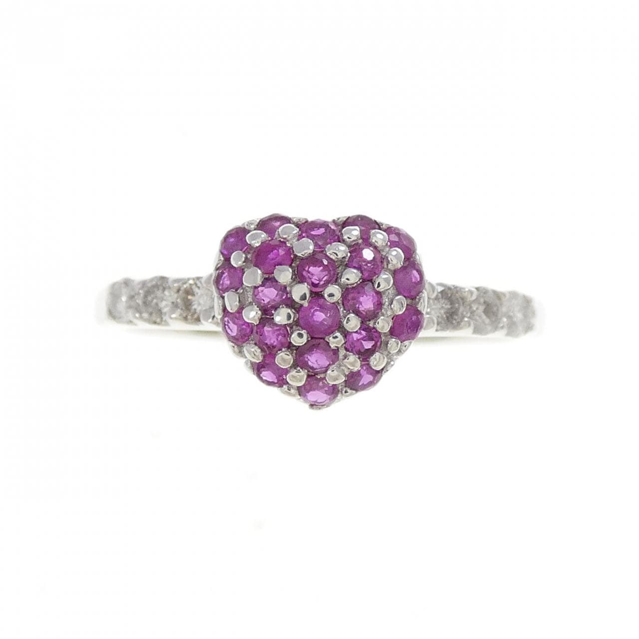 K18WG ハート ルビー リング 0.30CT