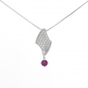 K18WG ルビー ネックレス 0.32CT
