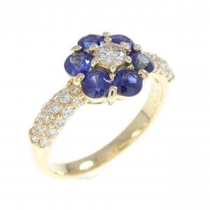 K18YG フラワー サファイヤ リング 0.87CT