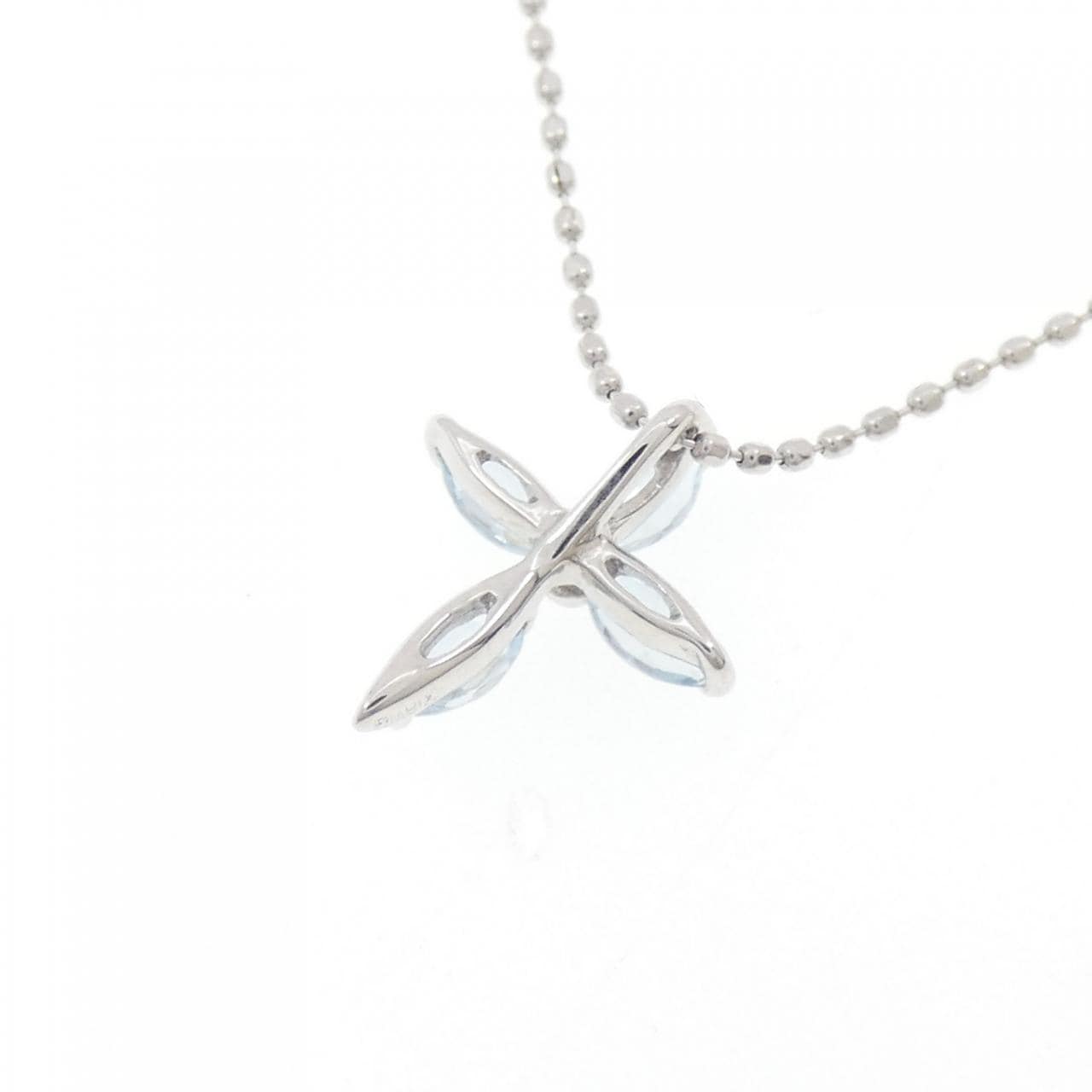 K18WG クロス アクアマリン ネックレス