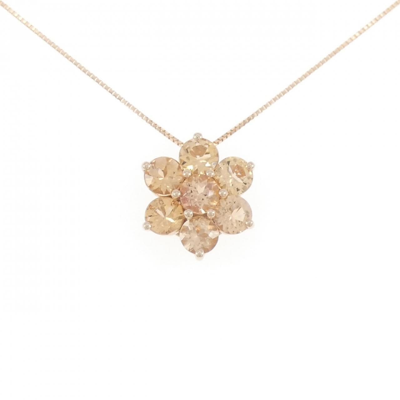 K18PG Flower Imperial Topaz Necklace 3.00CT