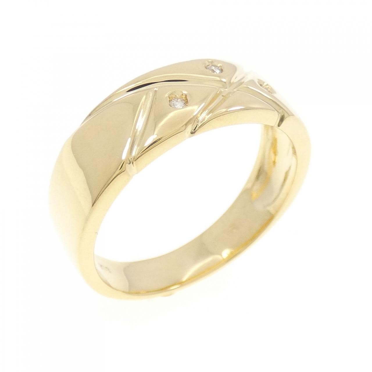 【新品】K18YG スリーストーン ダイヤモンド リング 0.03CT