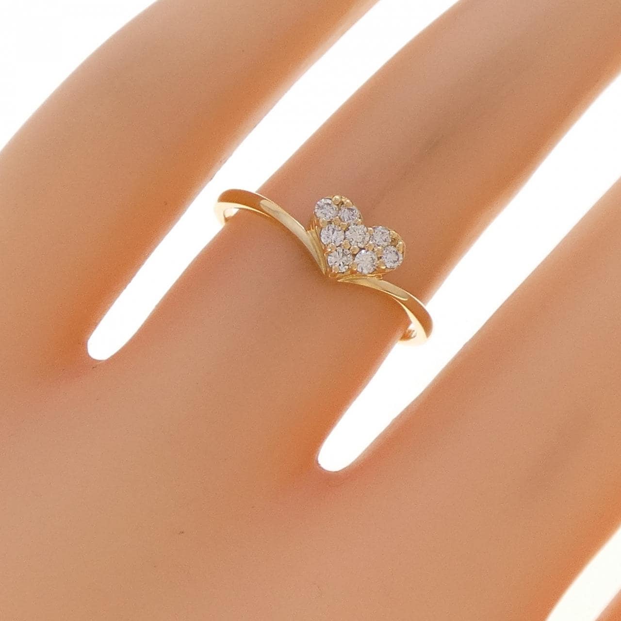 K18YG ハート ダイヤモンド リング 0.13CT