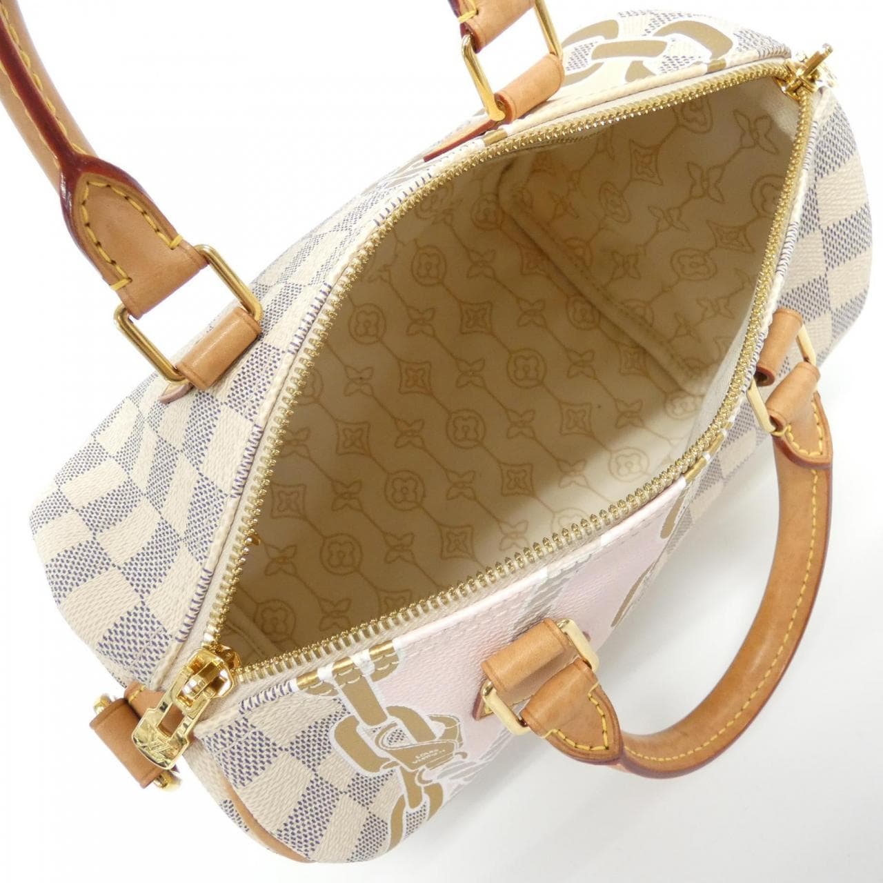 LOUIS VUITTON Damier Azur（繩索和鏈條）Speedy Bandouliere 25 公分 N40473 波士頓包