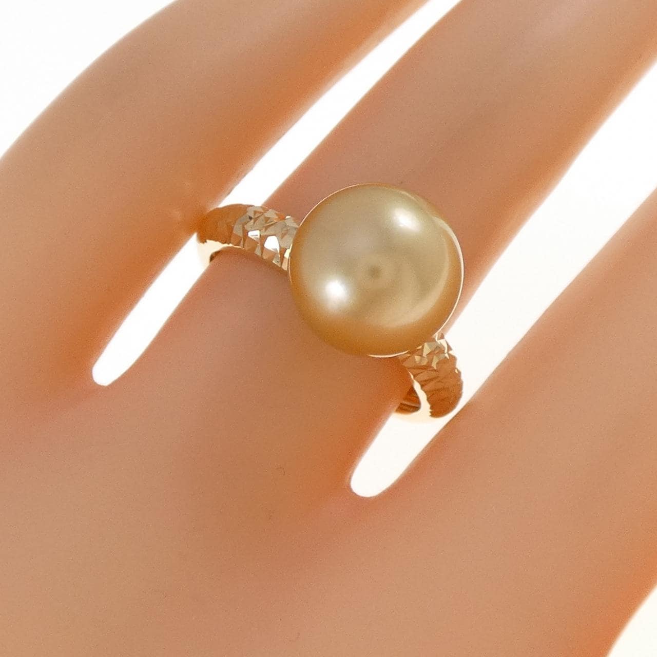 K18YG 白蝶パール リング 10.0mm