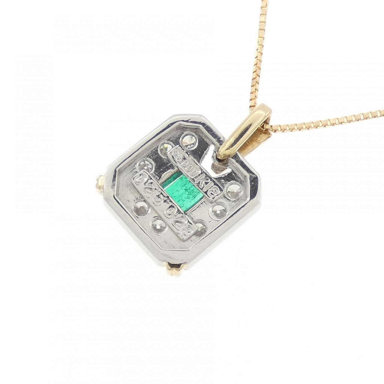 PT900/K18YG エメラルド ネックレス 0.25CT