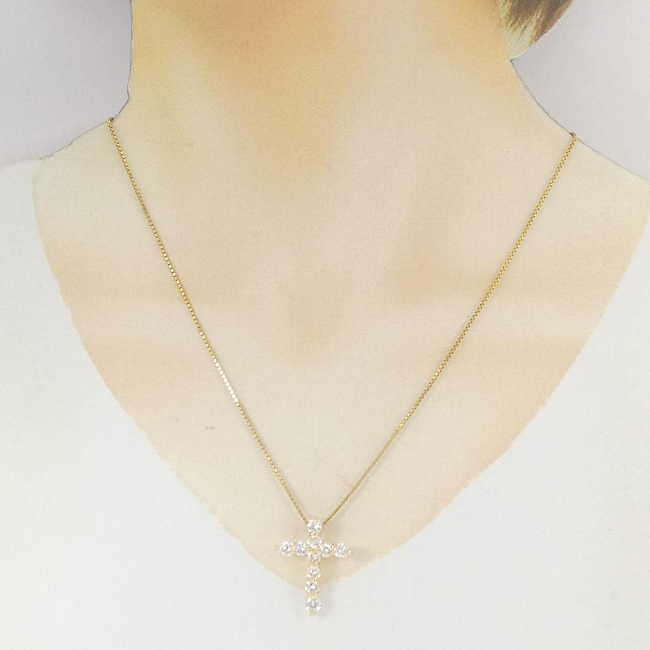 K18YG クロス ダイヤモンド ネックレス 2.0CT
