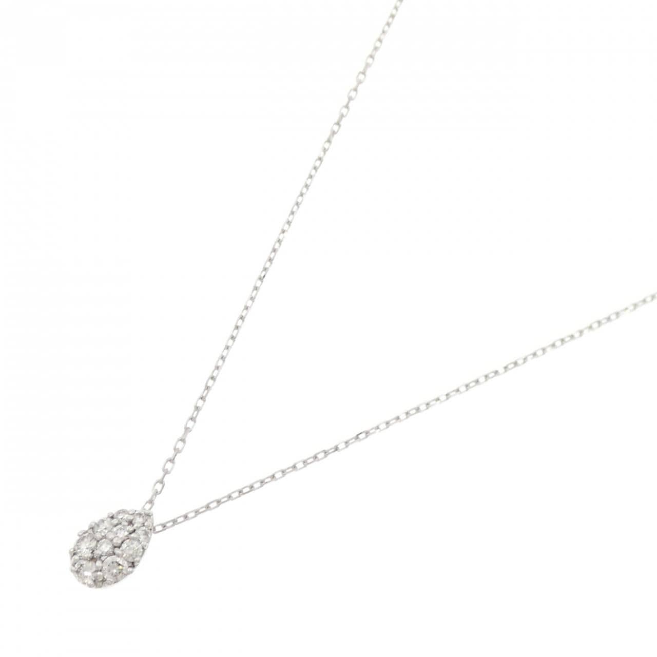 K18WG パヴェ ダイヤモンド ネックレス 0.19CT