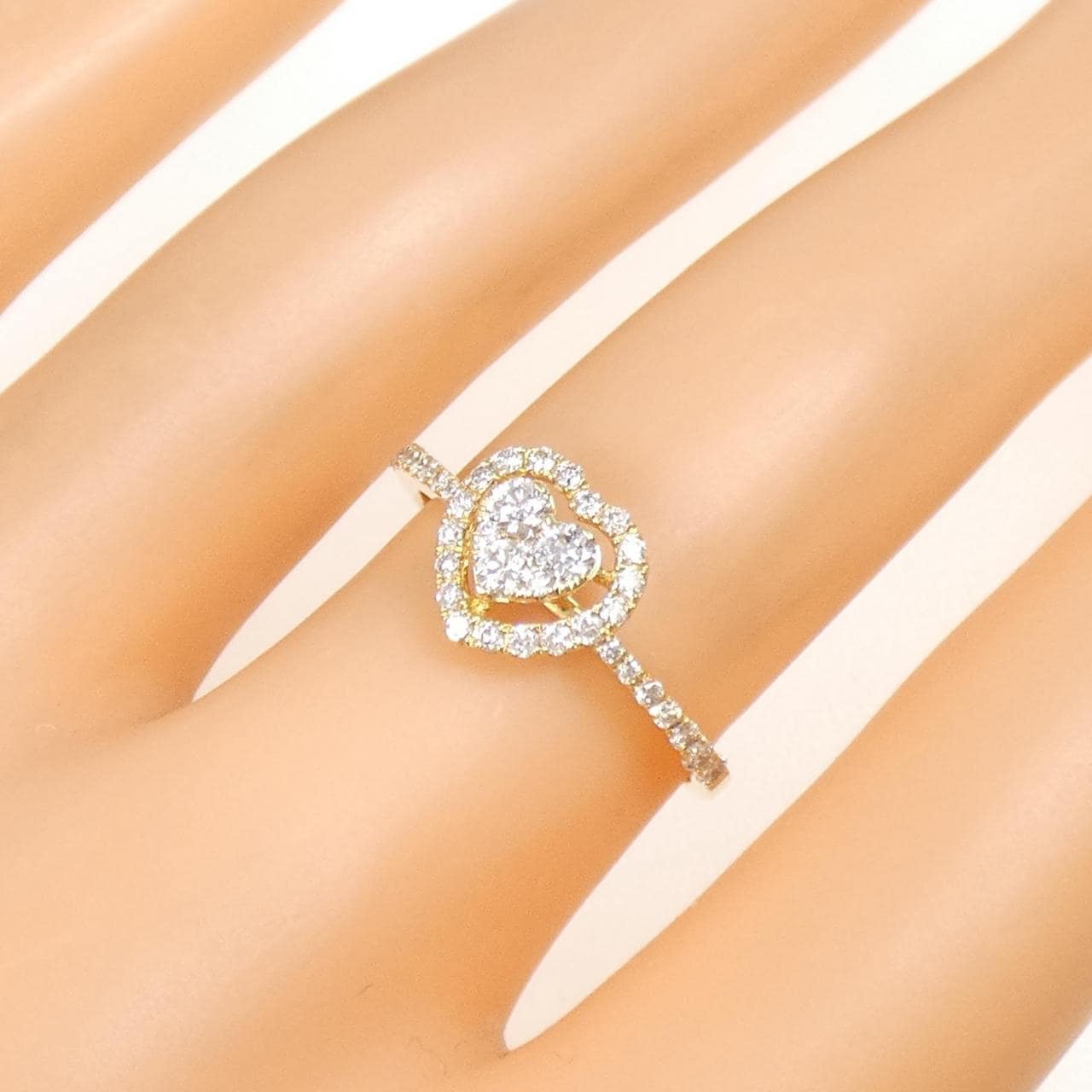 K18YG ハート ダイヤモンド リング 0.40CT