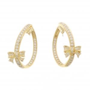 K18YG リボン ダイヤモンド ピアス 1.00CT