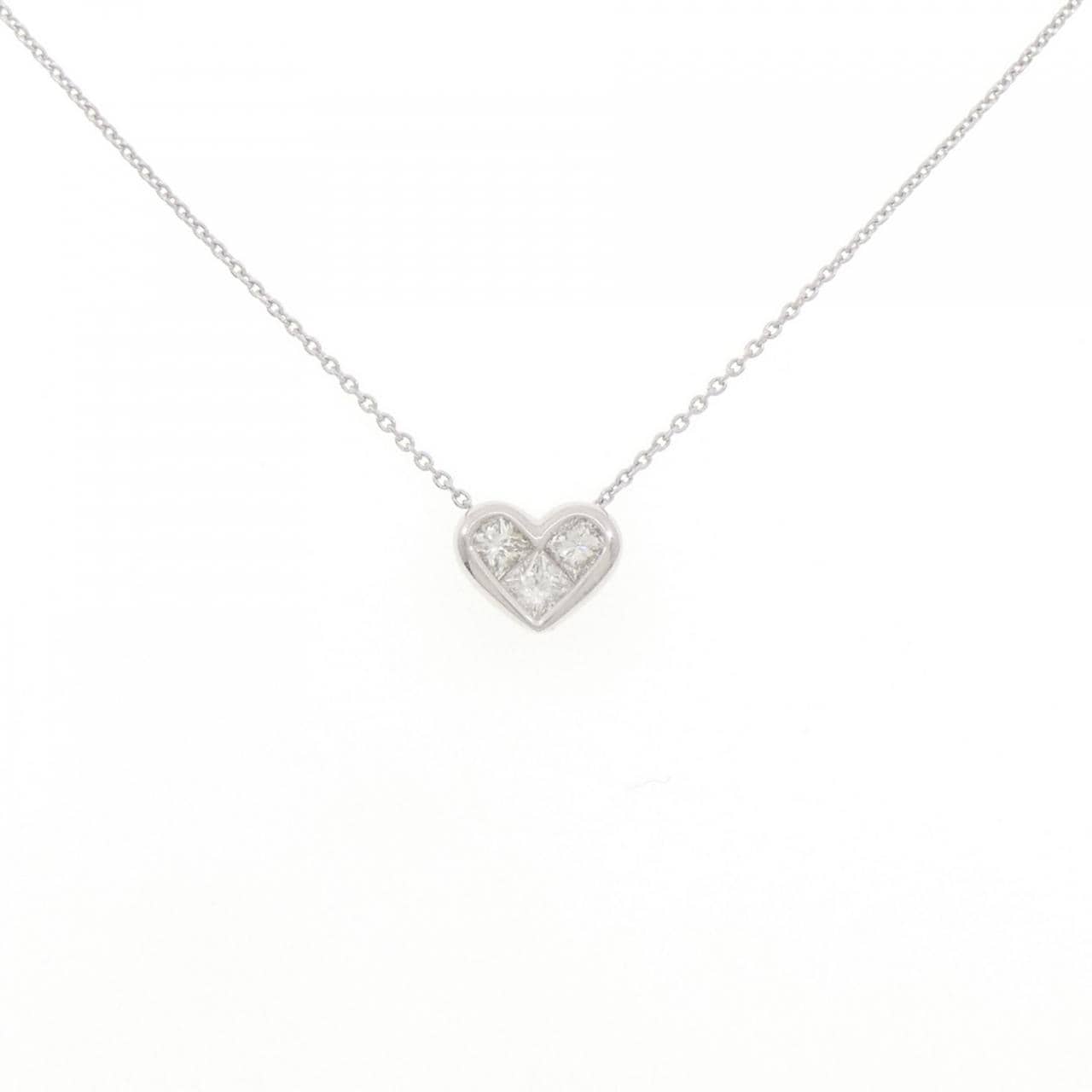 K18WG ハート ダイヤモンド ネックレス 0.50CT