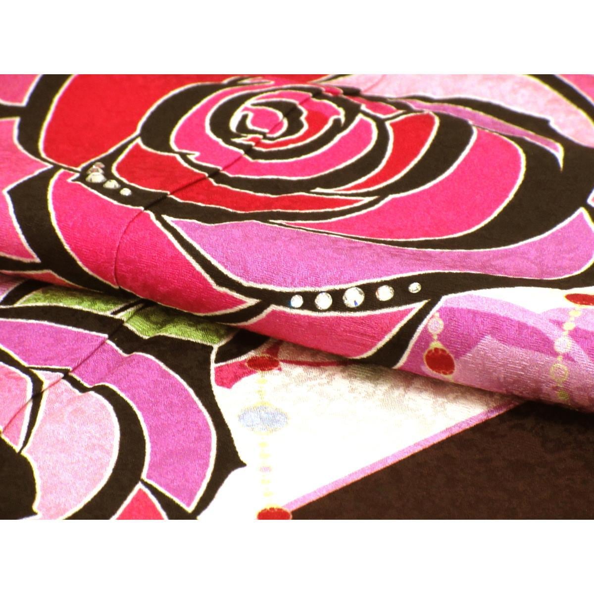 振袖　友禅加工　ラインストーン入り