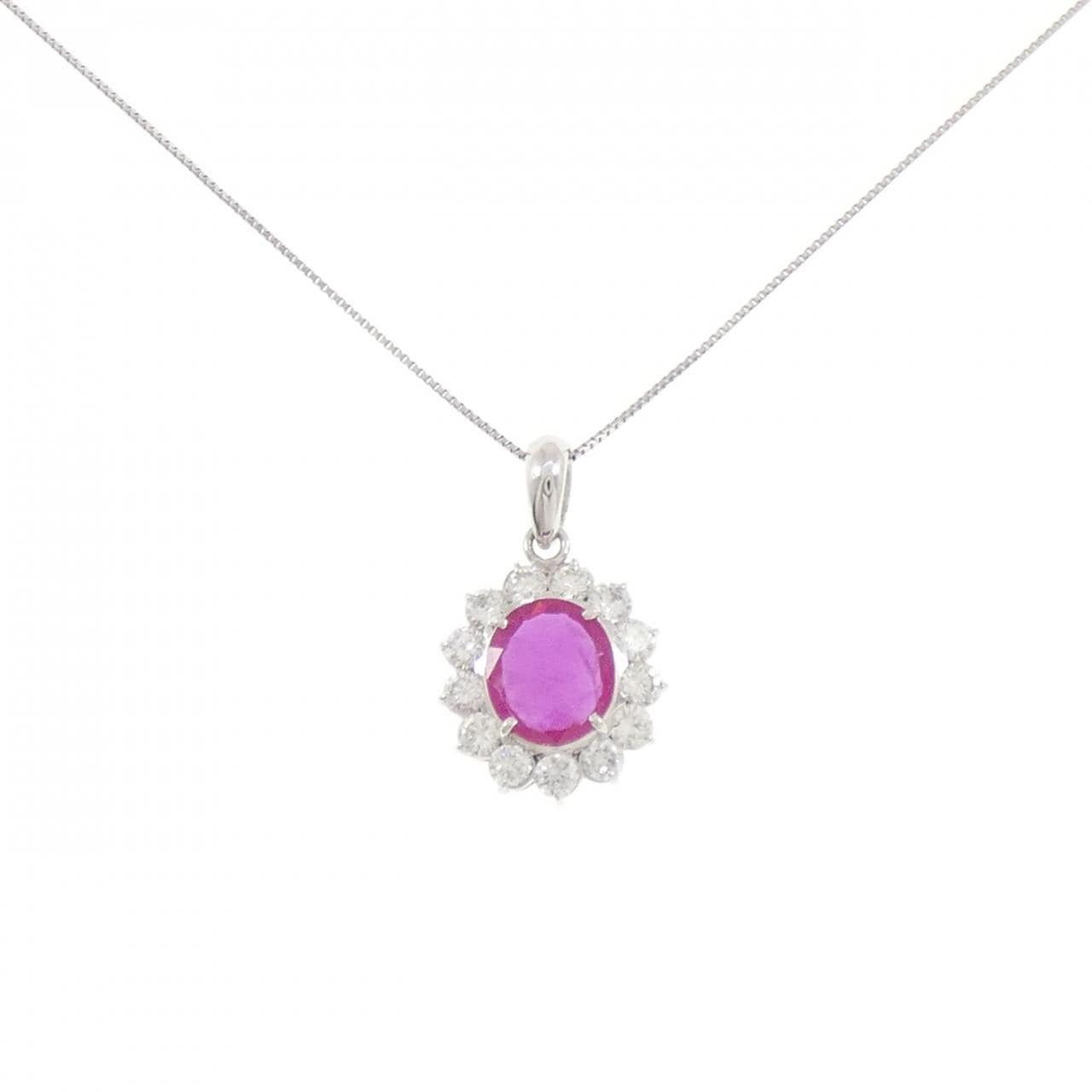 PT900/PT850 ルビー ネックレス 1.36CT