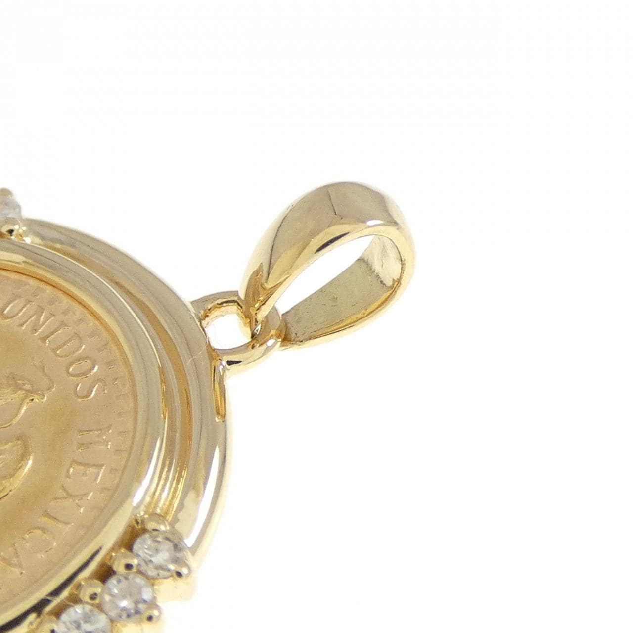 18KYG(枠) ダイヤモンド コイン ペンダント 0.057CT