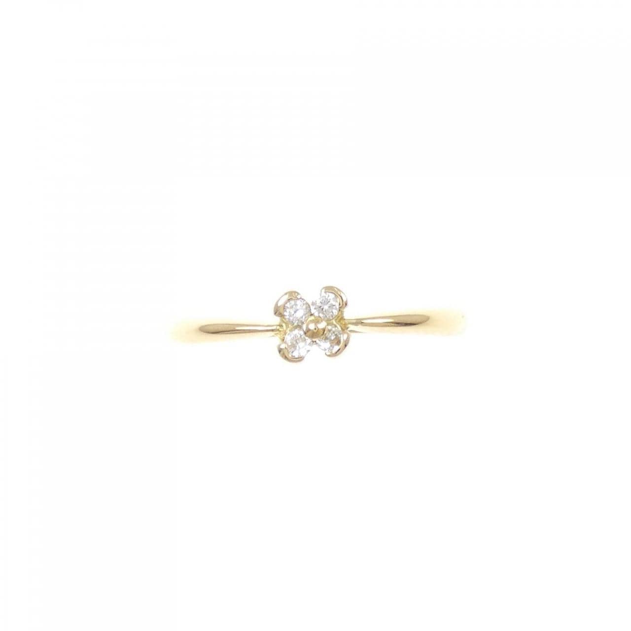 K18YG フラワー ダイヤモンド リング 0.07CT