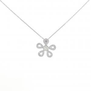 K18WG フラワー ダイヤモンド ネックレス 0.41CT