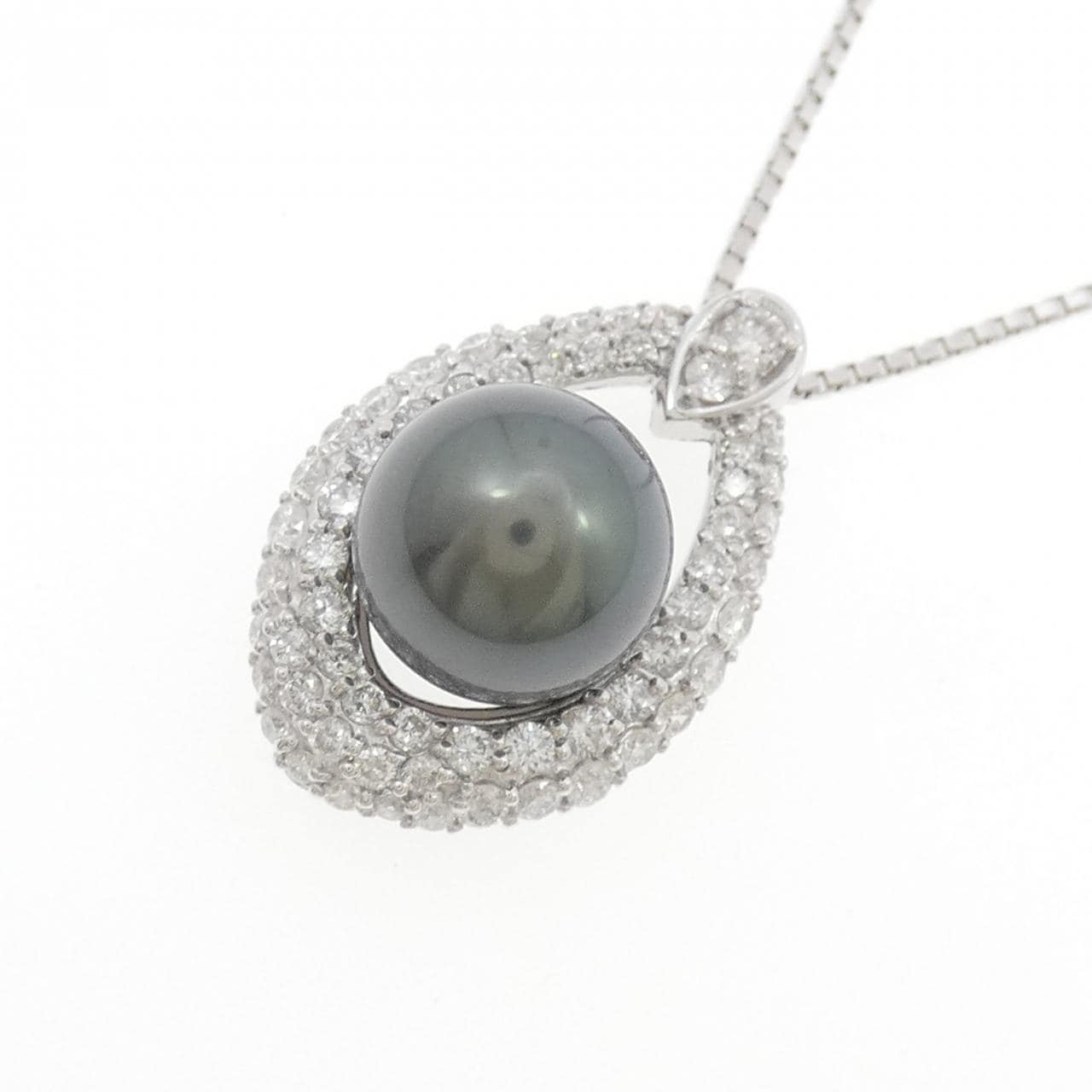 K18WG 黒蝶パール ネックレス 9.9mm