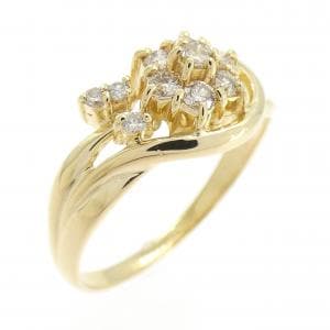 K18YG フラワー ダイヤモンド リング 0.30CT