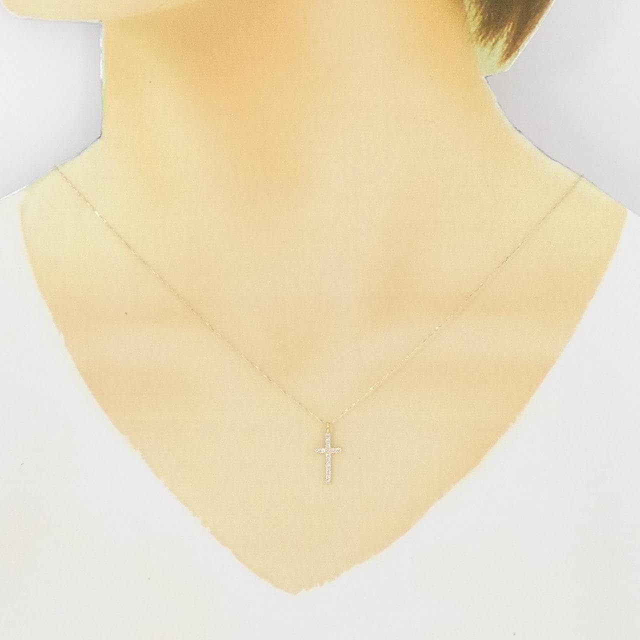 K18YG クロス ダイヤモンド ネックレス 0.14CT