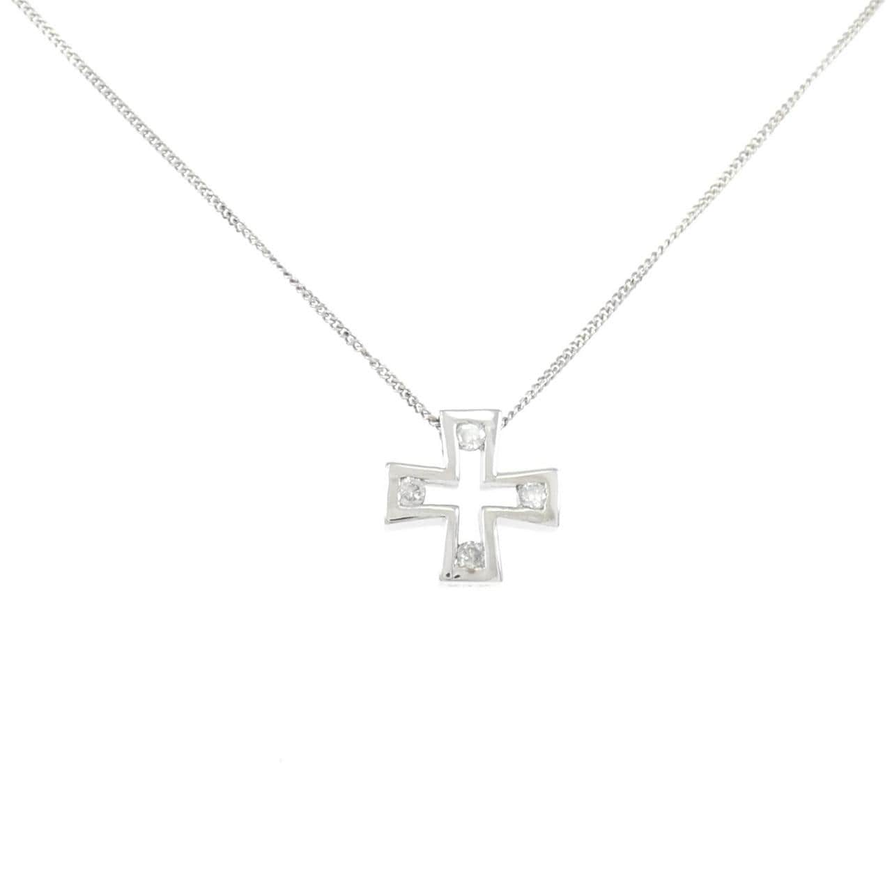 K14WG クロス ダイヤモンド ネックレス 0.10CT