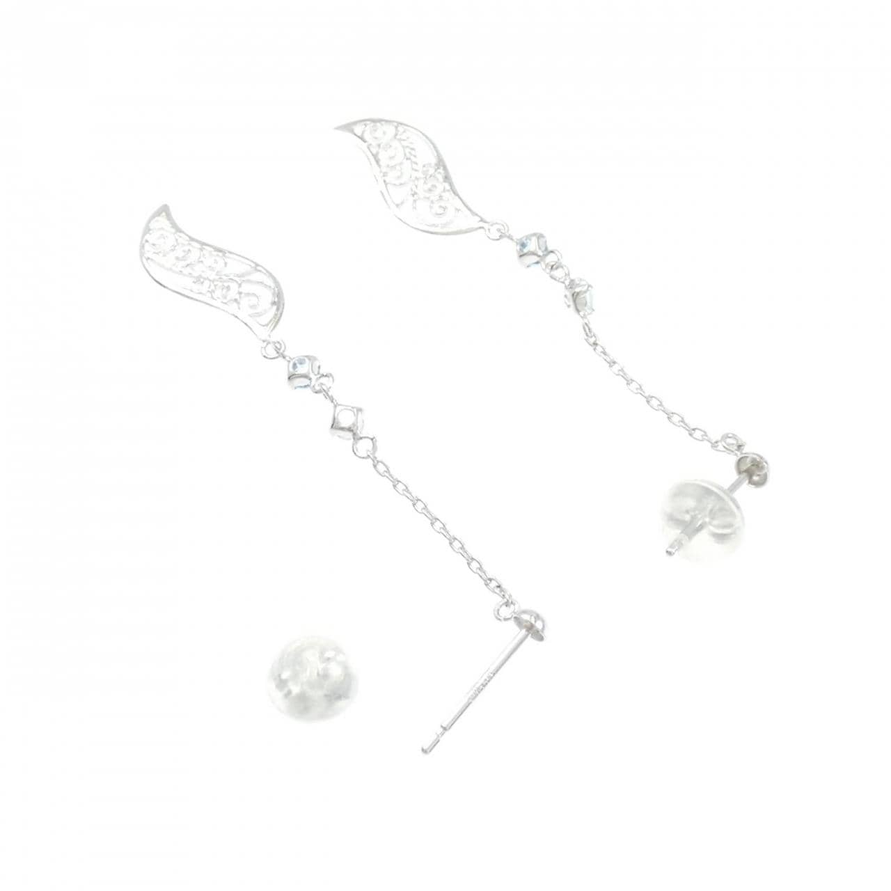 K14WG White Topaz Earrings