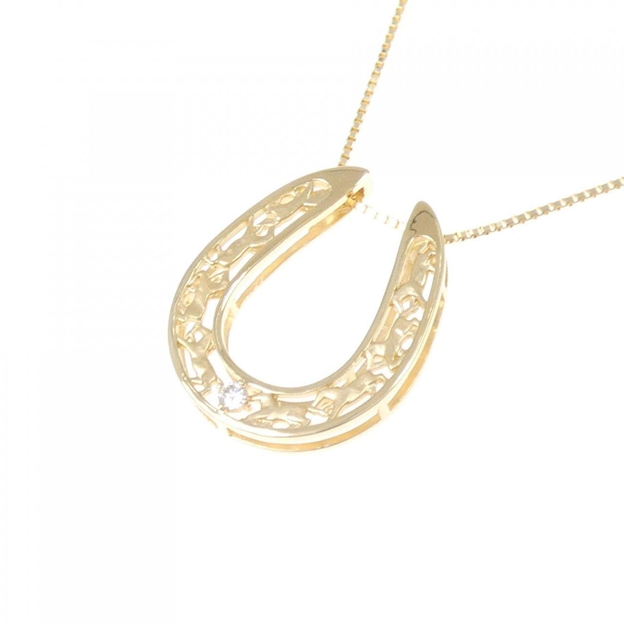 K18YG ホースシューダイヤモンド ネックレス 0.02CT