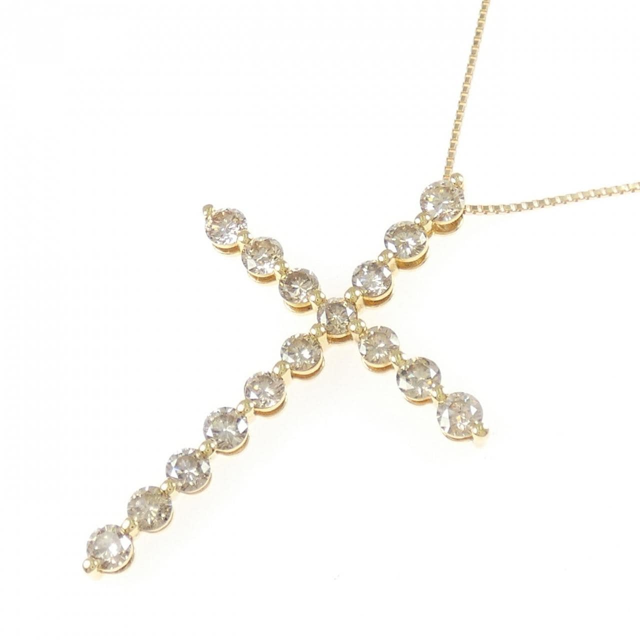 K18YG クロス ダイヤモンド ネックレス 2.30CT