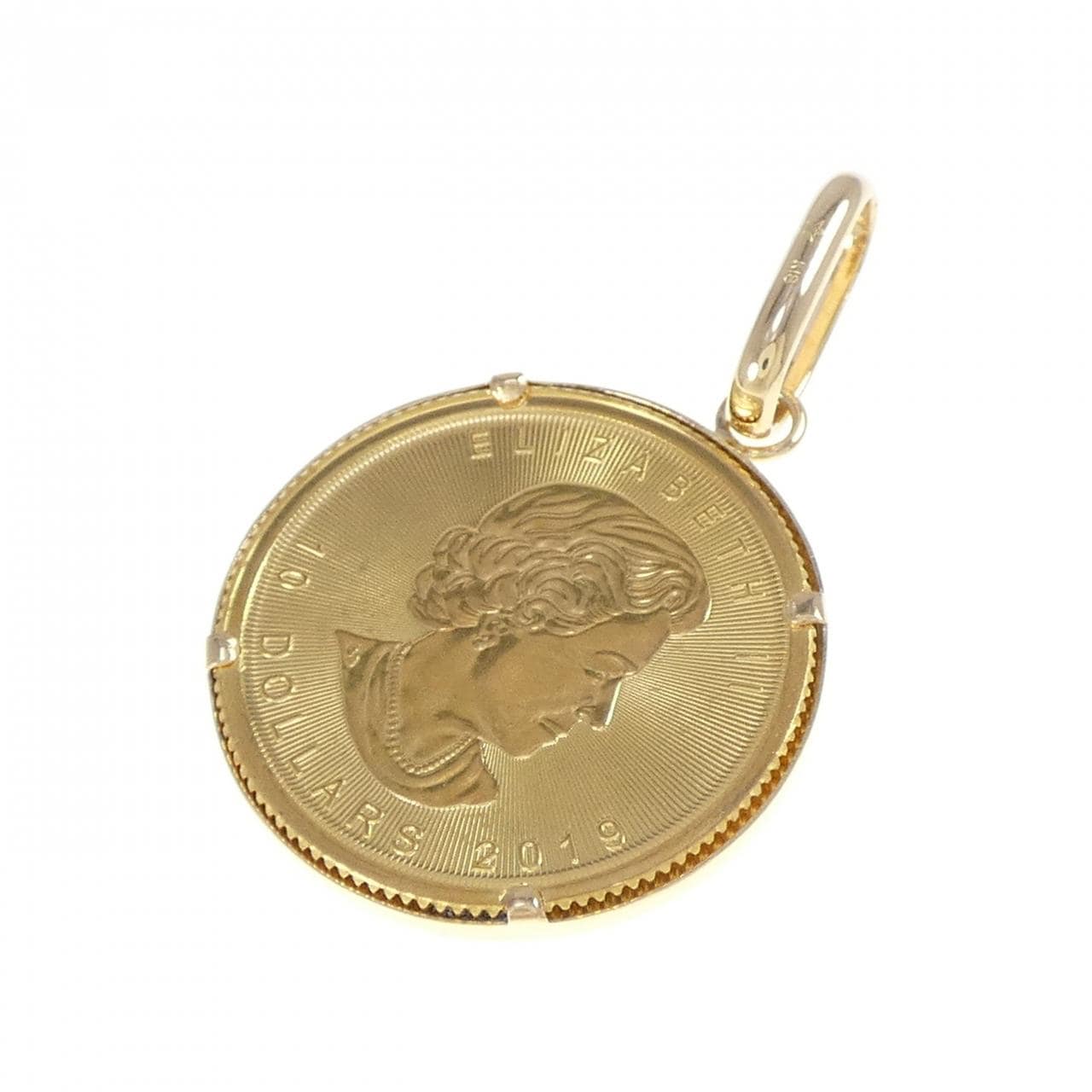 K18YG (frame) coin pendant