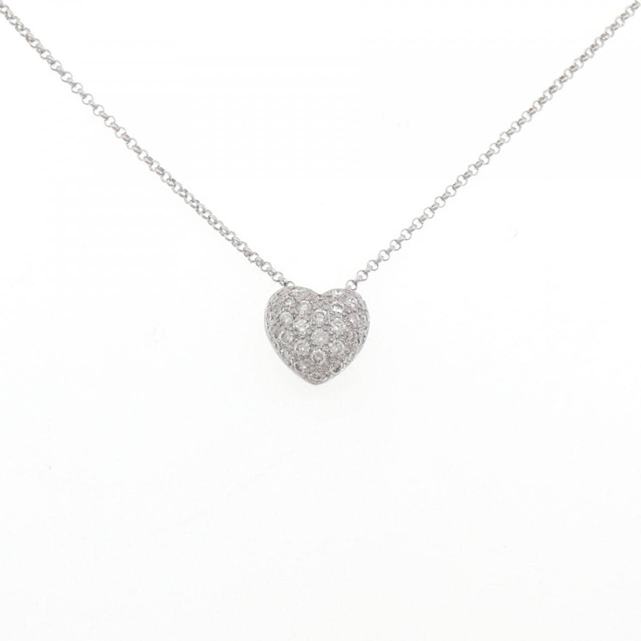 K18WG ハート パヴェ ダイヤモンド ネックレス 0.50CT