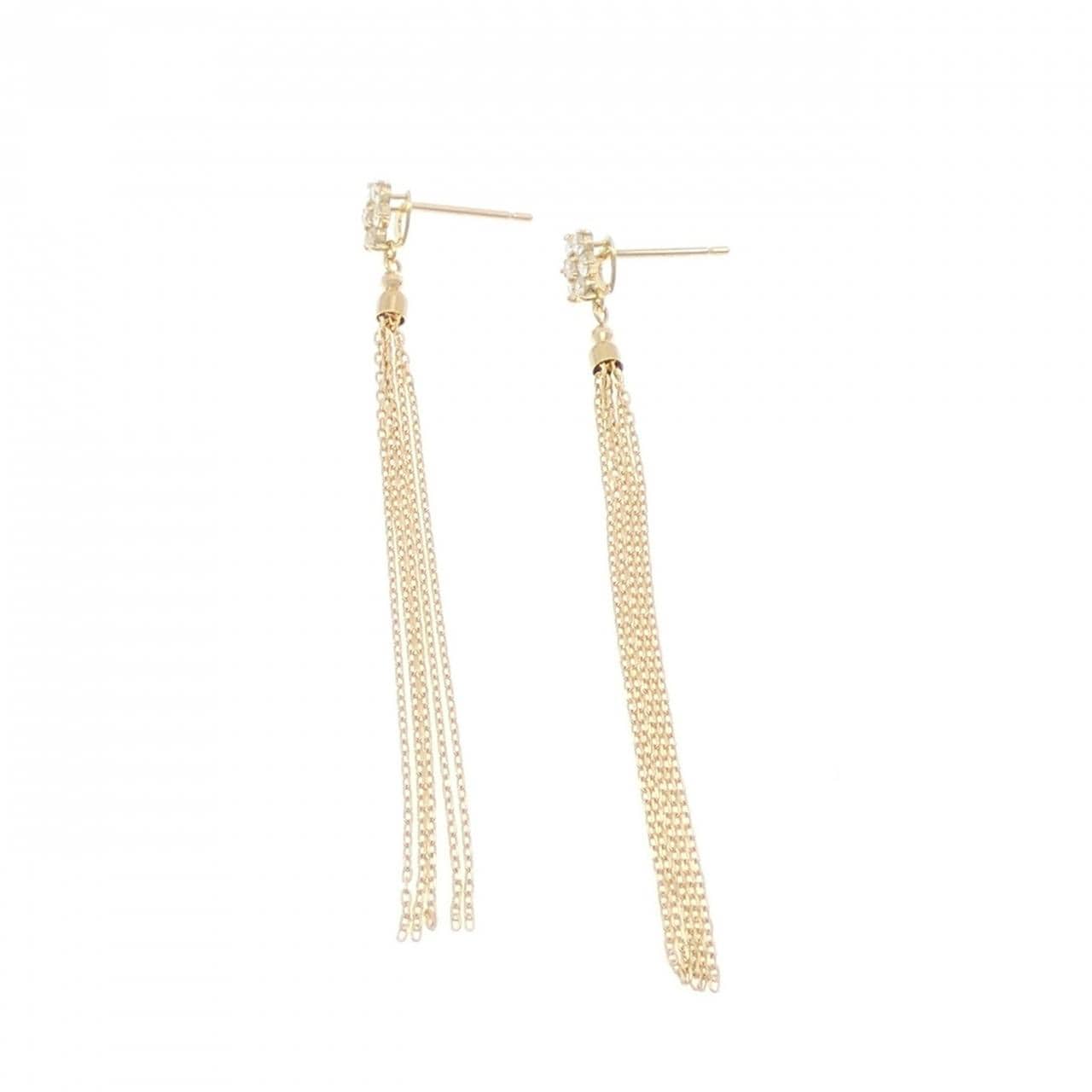 K18YG フラワー ダイヤモンド ピアス 0.30CT