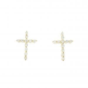 【リメイク】K18YG クロス ダイヤモンド ピアス 0.20CT