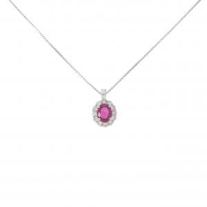 PT950/PT850 ルビー ネックレス 0.38CT